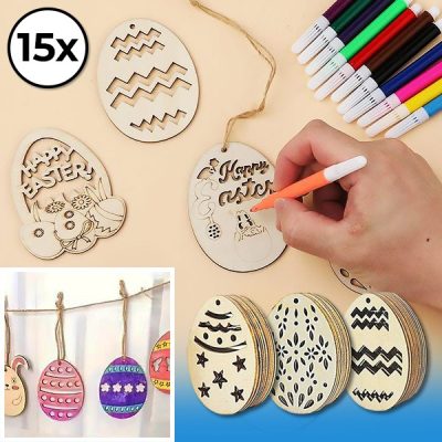Ouă decorative de lemn pentru Paște (15 bucăți) | EGGNAMENTIFY