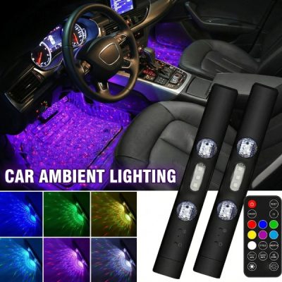 Iluminare ambientală auto fără fir - 7 culori, sincronizare cu muzica + telecomandă | LUMEZIN